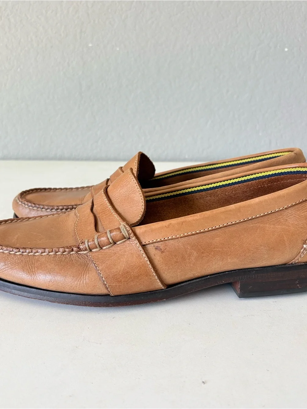 Polo Ralph Lauren Penny Loafers Mens Size 9.5 Brown Leather Slip On Dress Shoes
